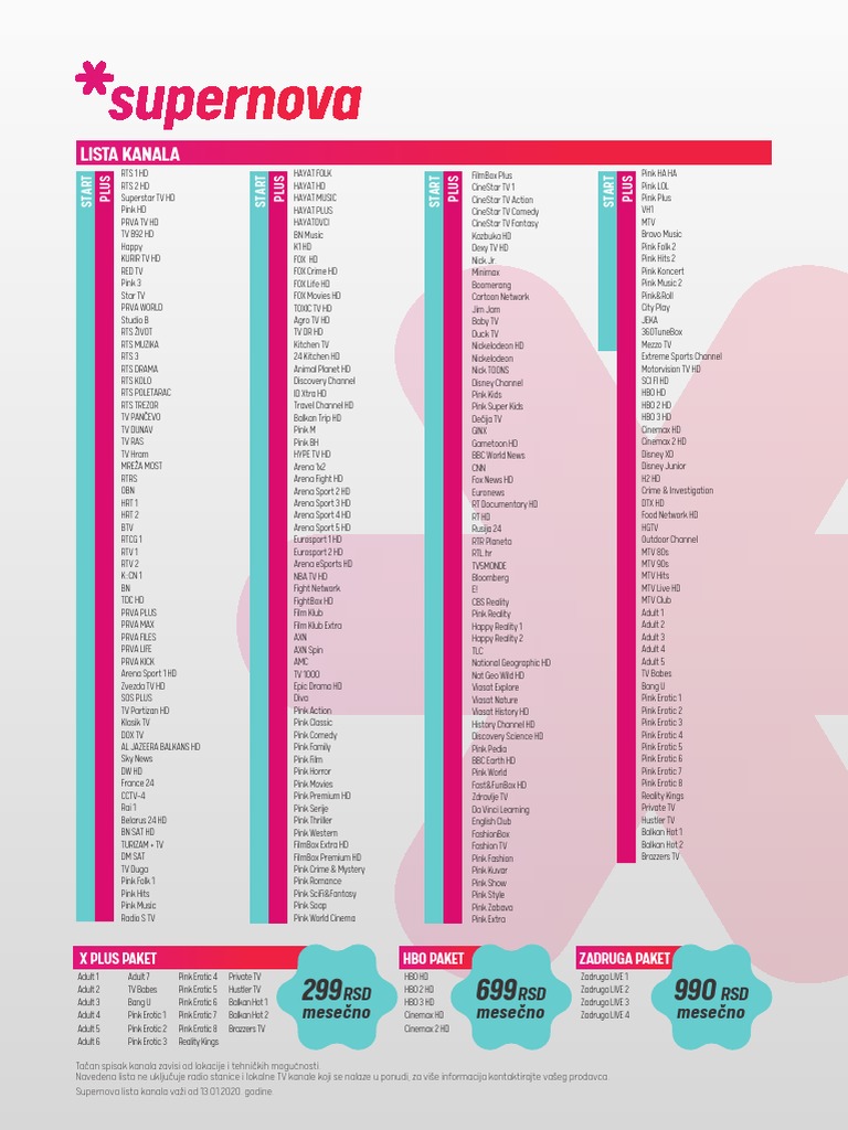 Supernova Nova Programska Sema PDF Television