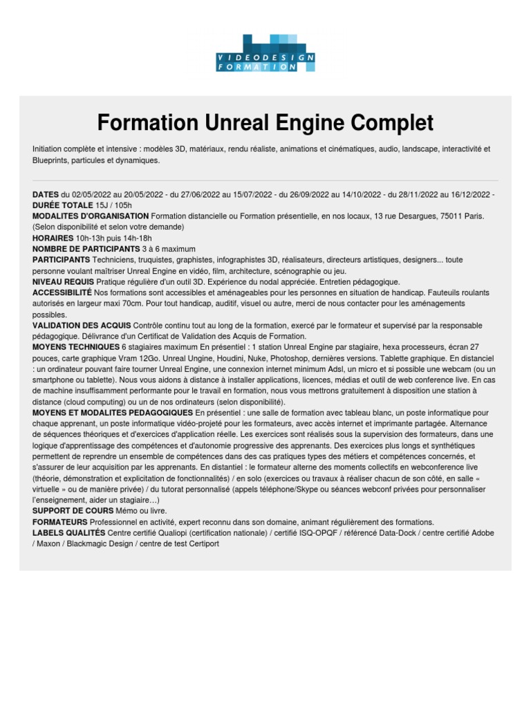 Formation Complète Unreal Engine 5 | PDF | Réalité virtuelle | Conception