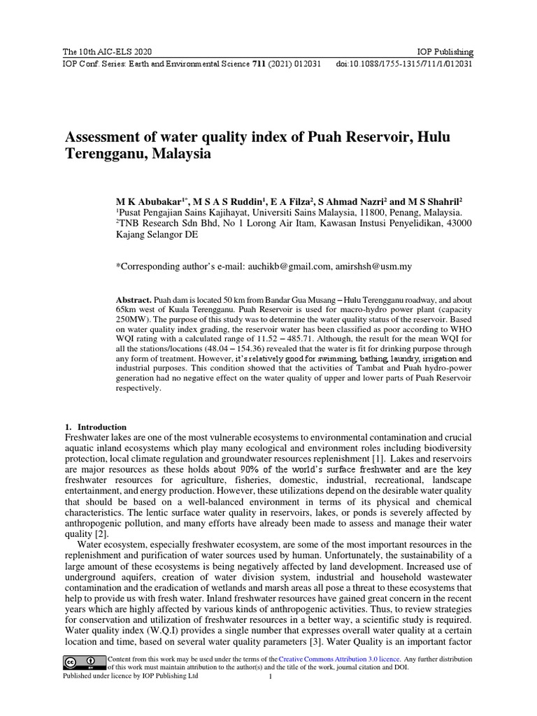 Assessment of Water Quality in | PDF | Water Quality | Water