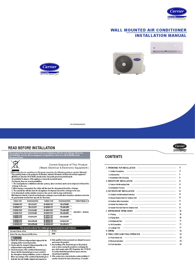 Wall Mounted AC Installation Guide | PDF | Building Engineering ...