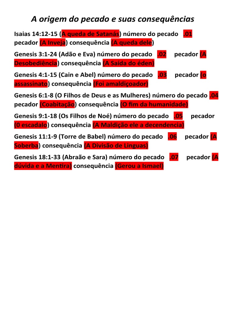 A Origem Do Pecado e Suas Consequências | PDF