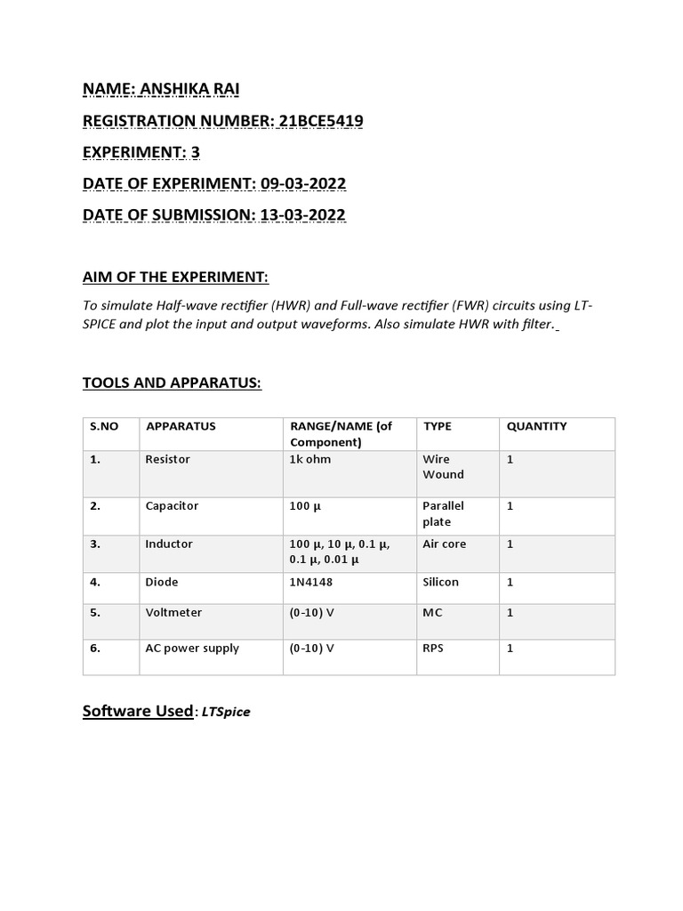 21BCE5419 Exp3 PDF Rectifier Electrical Network