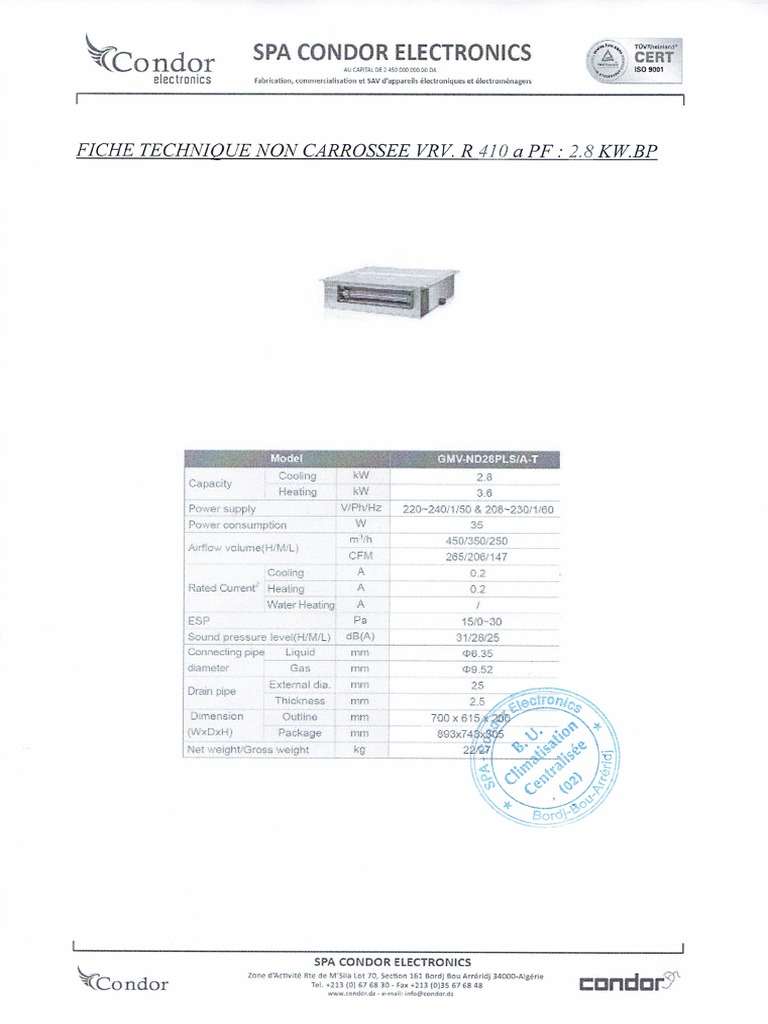 Fiches Techniques Condor | PDF