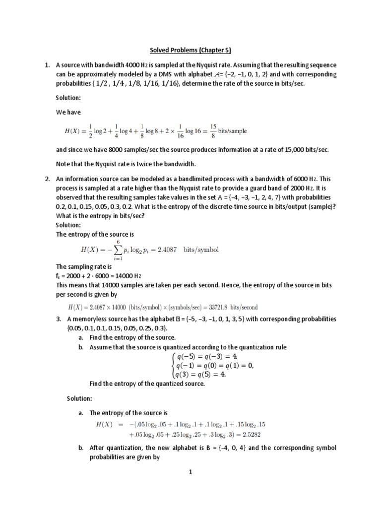 Source Entropy and Huffman Coding Solutions | PDF | Code | Sampling ...