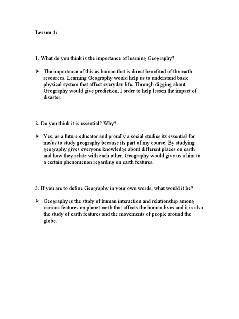 Geography Answers PDF Natural Environment Geography