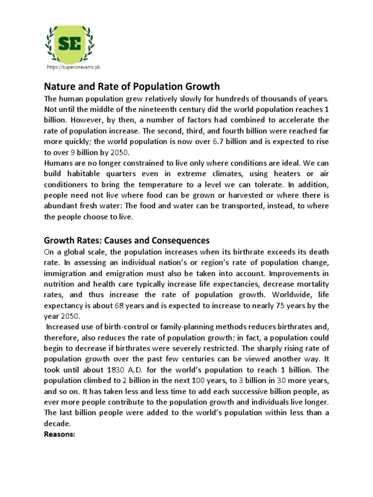 Population Planing PDF Agriculture Population Growth