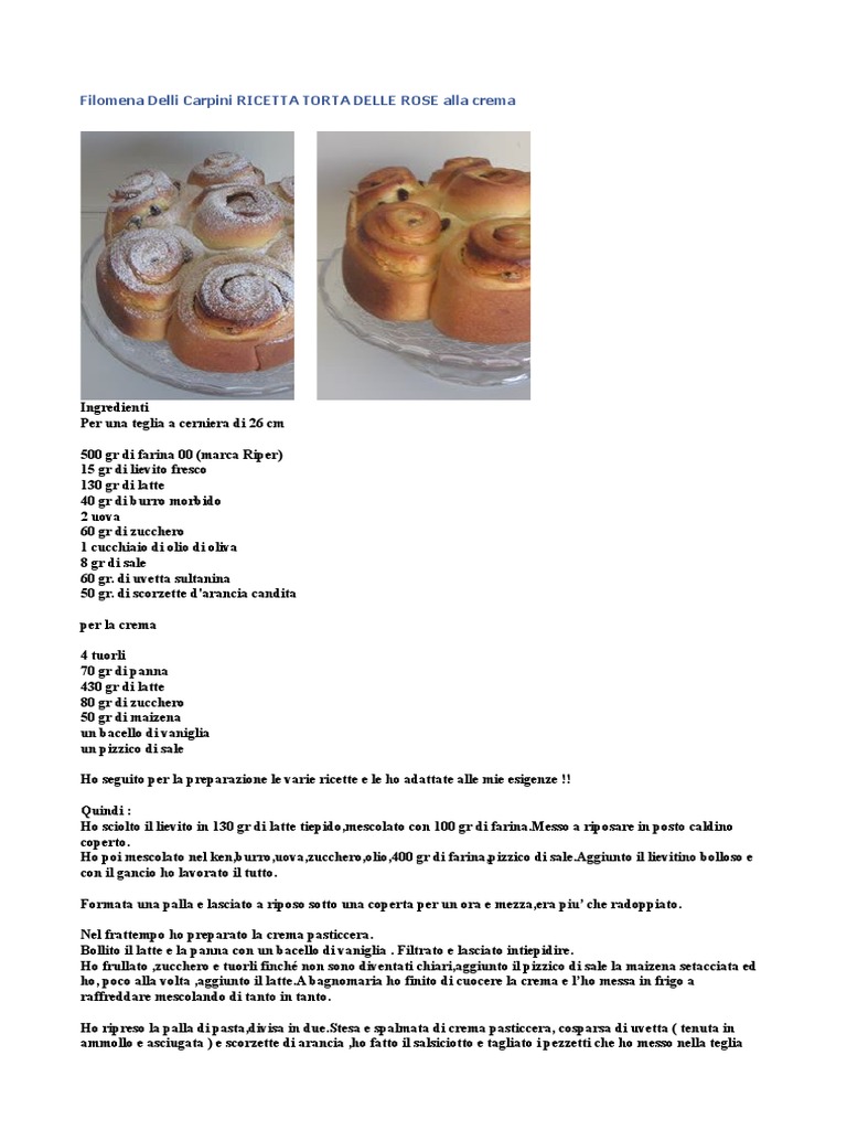 Torta Di Rose Di Filomena | PDF