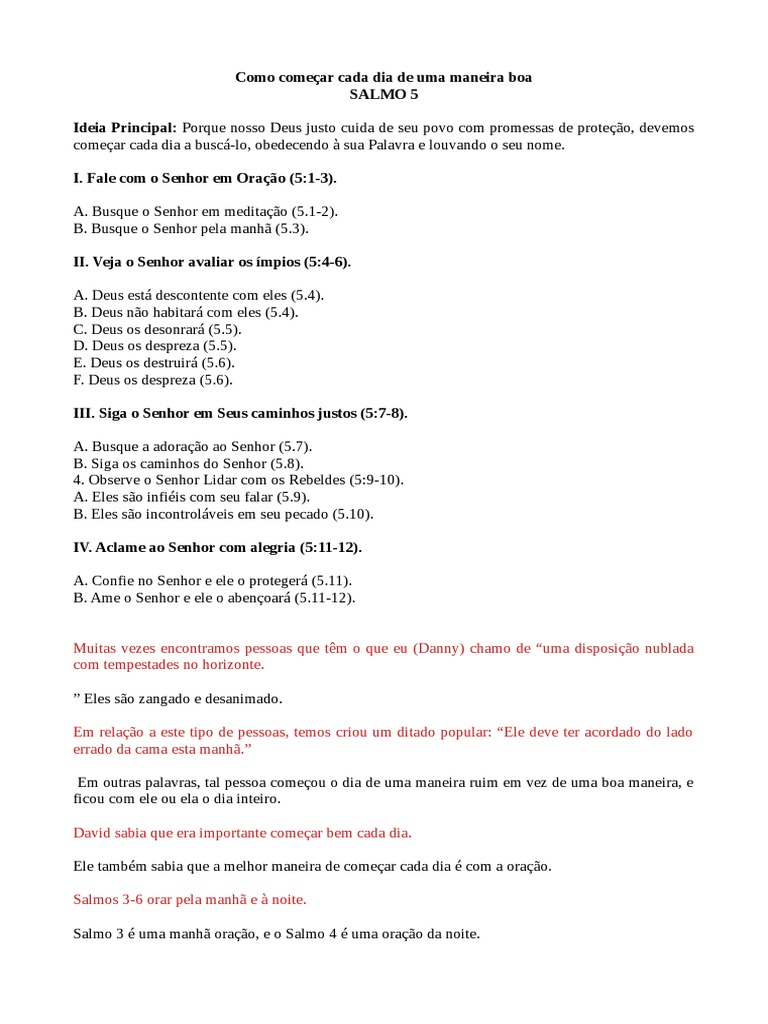 Salmo 5 Exaltado Cristo Nos Salmos Pdf Oração Deus