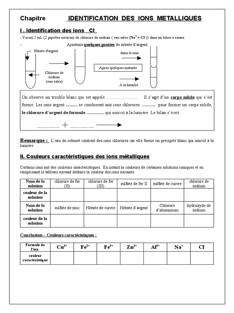 Identification des Ions Métalliques | PDF | Hydroxyde de sodium | Ion