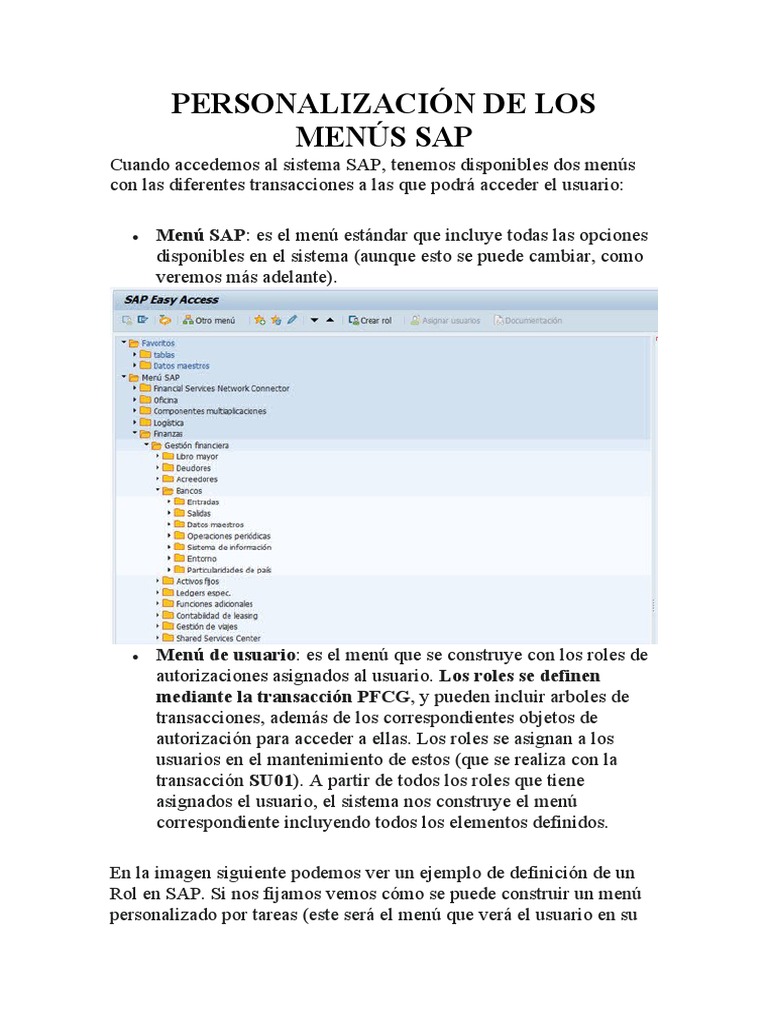 Personalización de Menús en SAP | PDF | Menú (Computación) | Usuario ...