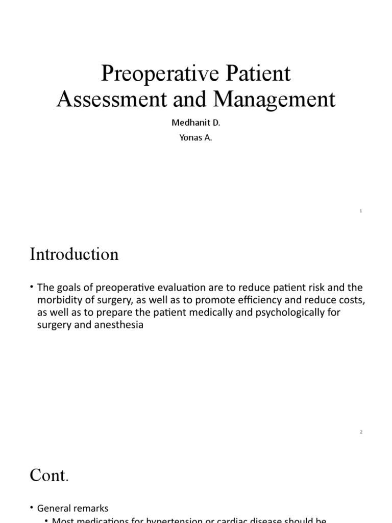 3.preoperative Patient Assessment and Management | PDF | Coronary ...
