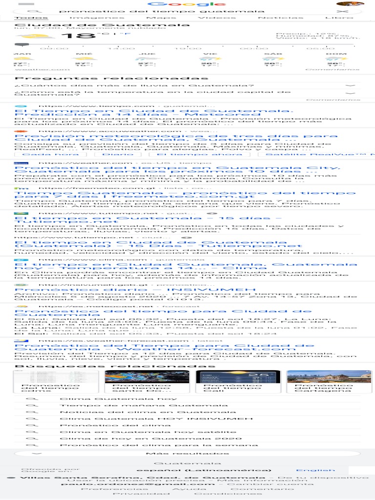 Pronostico Del Tiempo Guatemala Buscar Con Google PDF Predicción