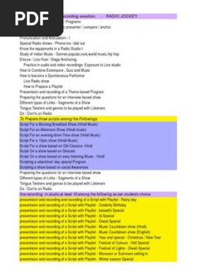 Radio Jockey Syallabus Entertainment Broadcasting