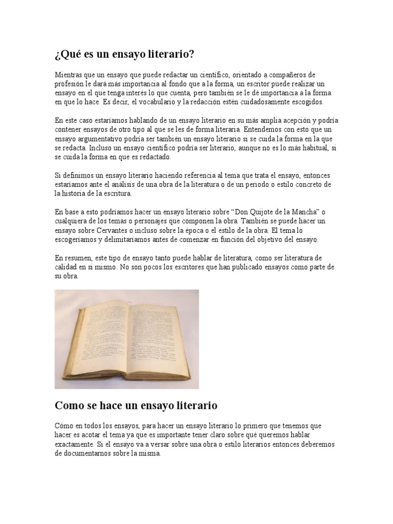 Qué Es Un Ensayo Literario | PDF | Ensayos | Escritura