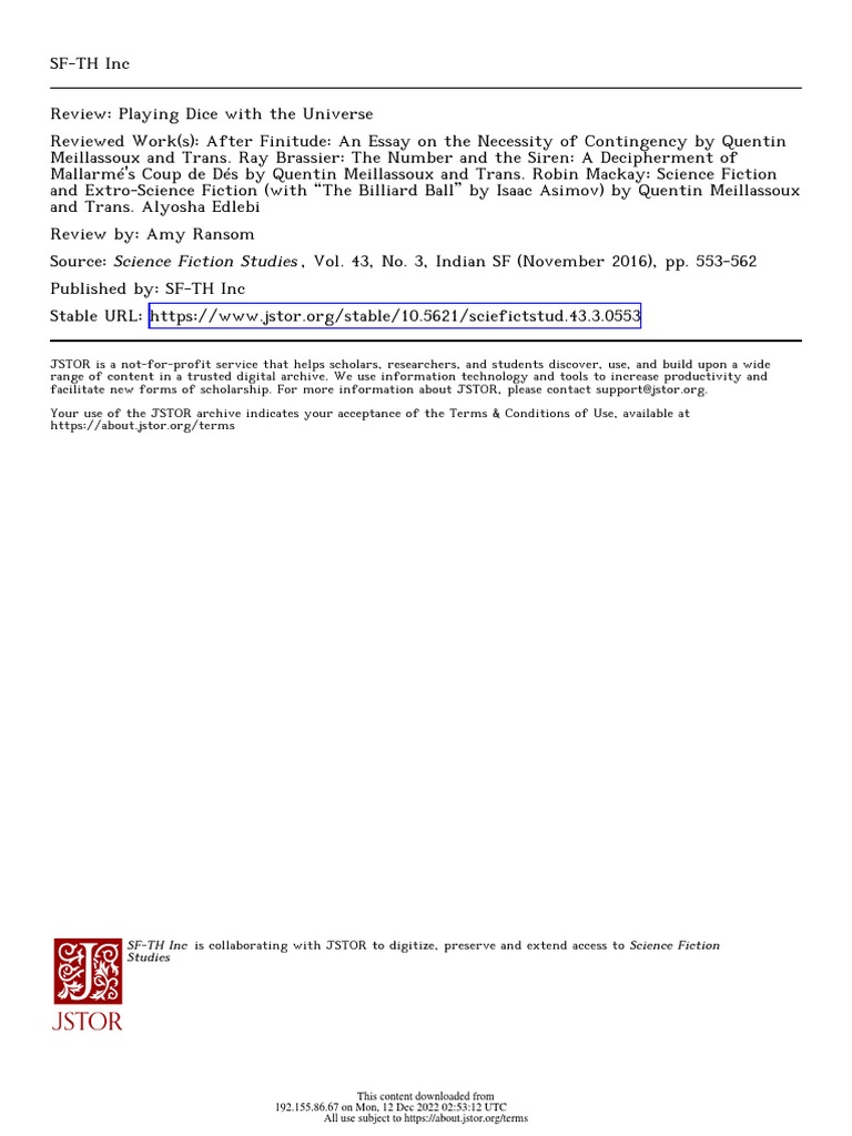 Playing Dice With The Universe 20221212 PDF Science Immanuel Kant