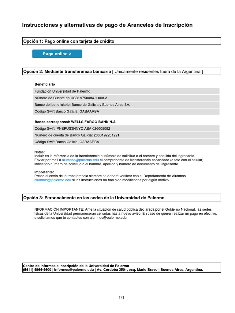 Instrucciones de Pago | PDF