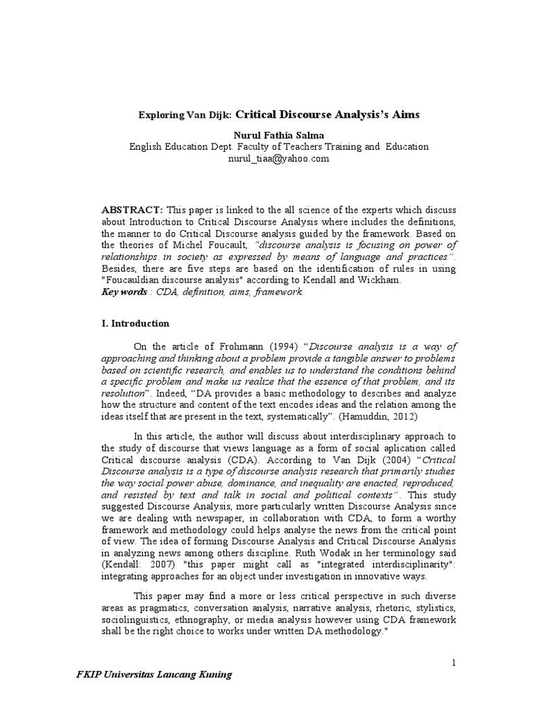 Critical Discourse Analysis Overview | PDF | Discourse | Cognition