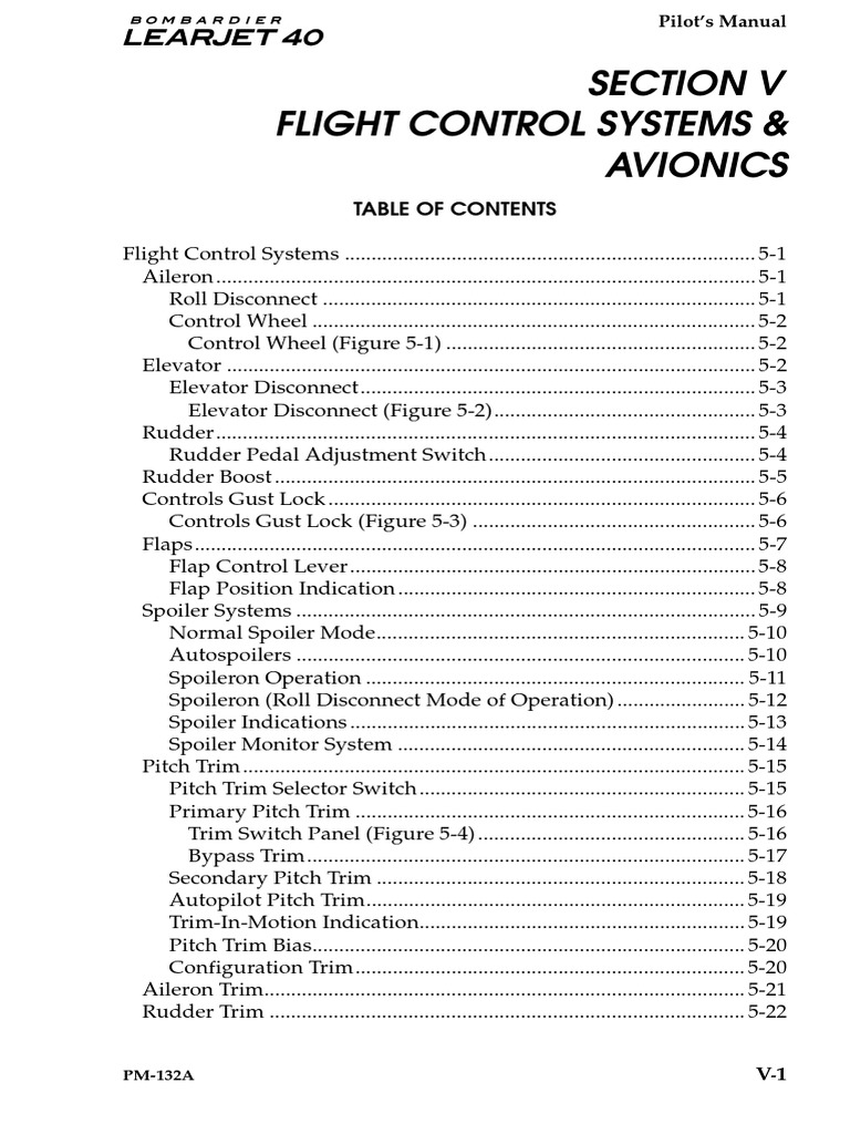 BOMBARDIER Learjet 0Flight Controls and Avionics PDF Aircraft Flight Control System Aileron