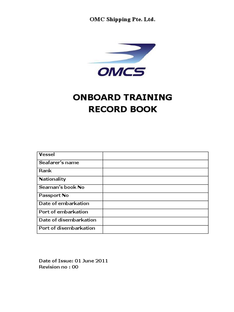 New On Board Training Record Book 20110523OMCS PDF Sailor Oil