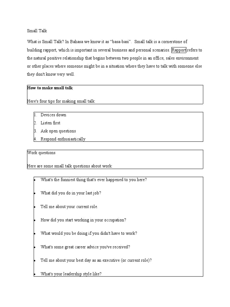Small Talk Pdf Conversation Social Media