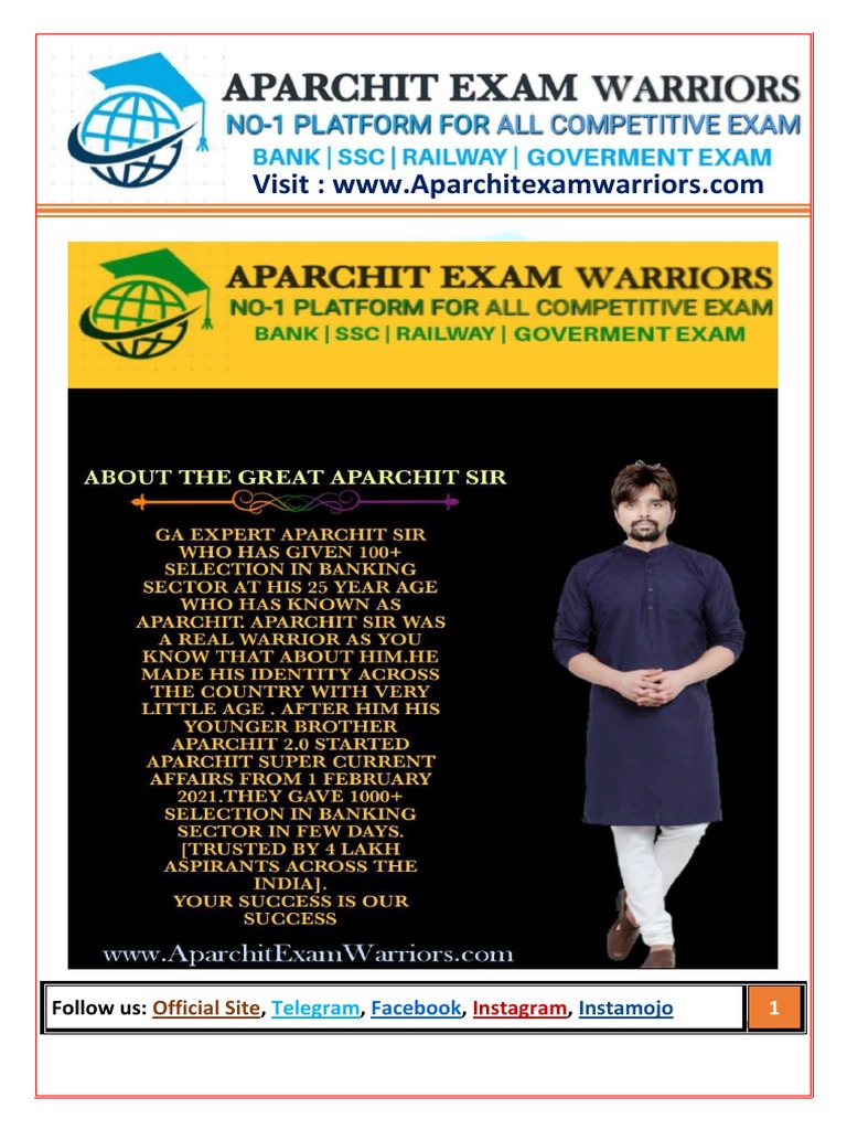 Aparchit Supar Ga Paid Booster For Ibps Po 2022 | PDF | Reserve Bank Of  India | Inflation