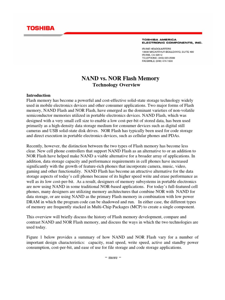 NAND vs. NOR Flash Memory Overview | PDF | Flash Memory | Computer Data ...