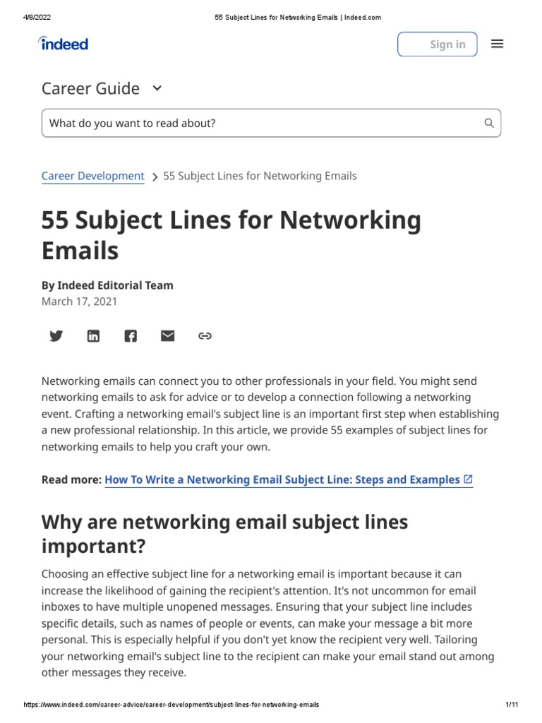 55 Subject Lines For Networking Emails PDF Expert Conversation