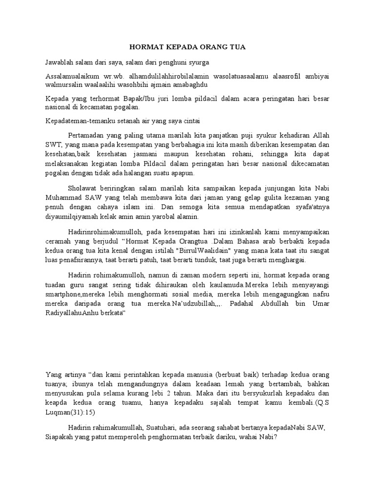 Hormat Orang Tua Dan Guru | PDF