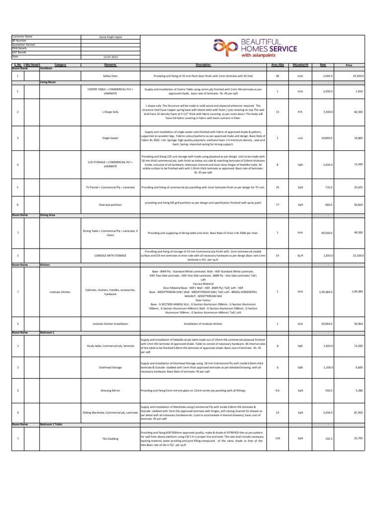 Asian Paints Decor Quotation Jayraj Singh Rajput 130722 PDF