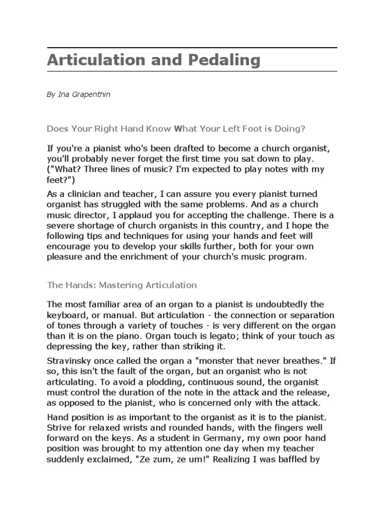 Mastering the Art of Articulation and Pedaling A Guide for Pianists