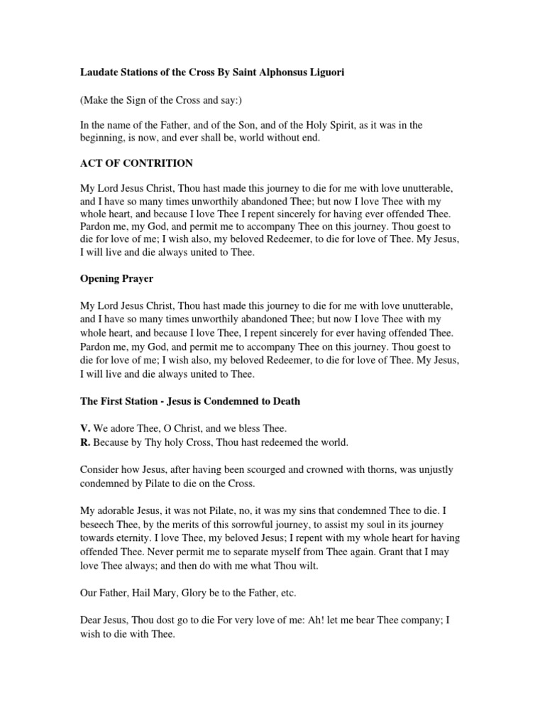 Laudate Stations of The Cross by Saint Alphonsus Liguori PDF Thou
