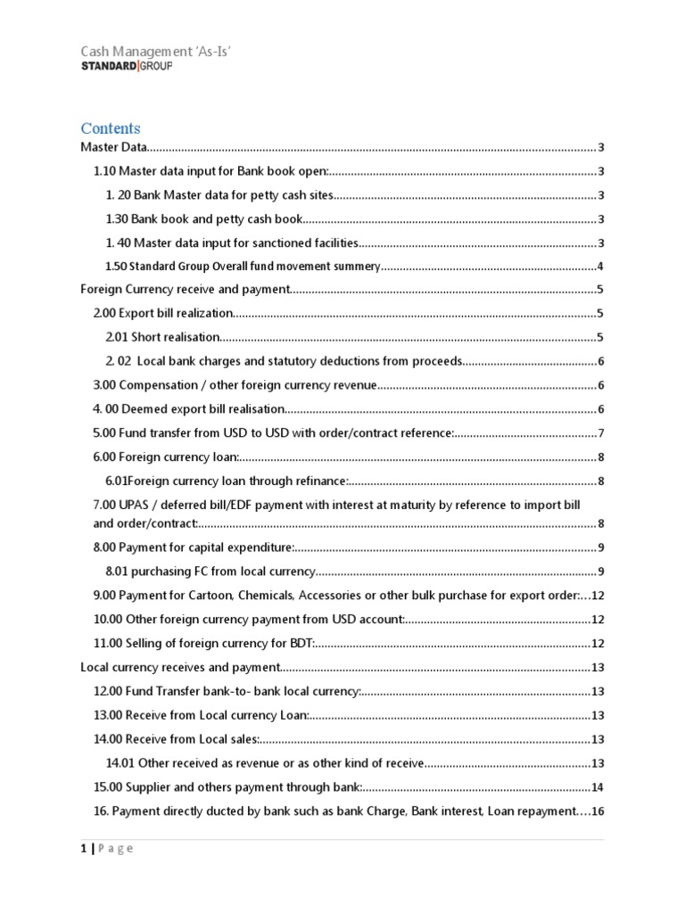 Cash Management As Is Final | PDF | Cheque | Banks
