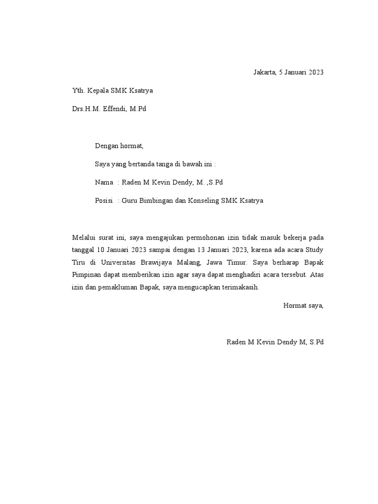 Surat Izin GURU | PDF