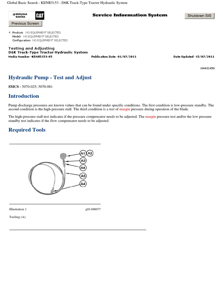 Test Procedure (Margin Pressure and Load Sensing Pressure) PDF Tractor Pump