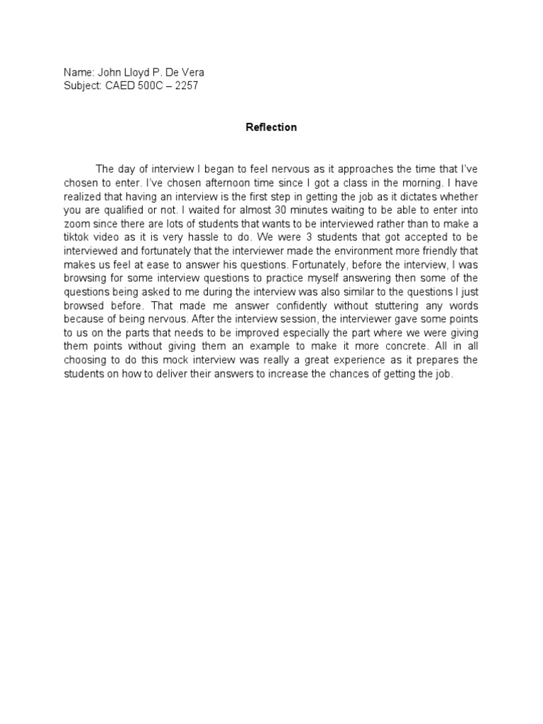 Interview reflection | PDF