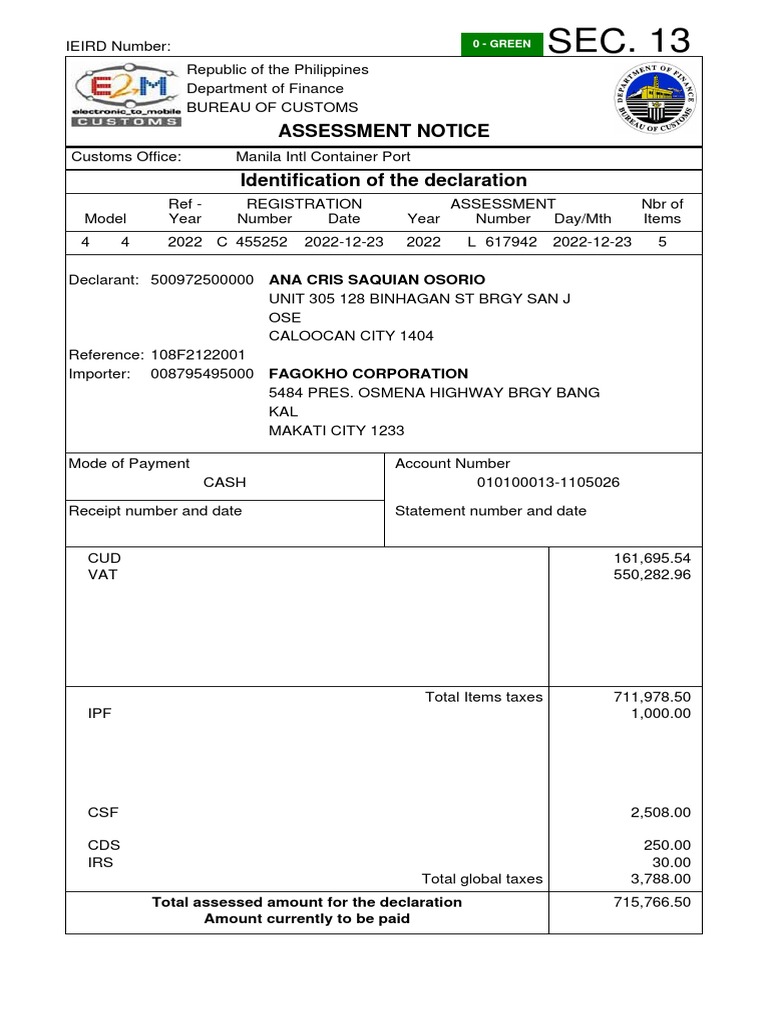 Assessment Notice | PDF | Public Finance | Services (Economics)