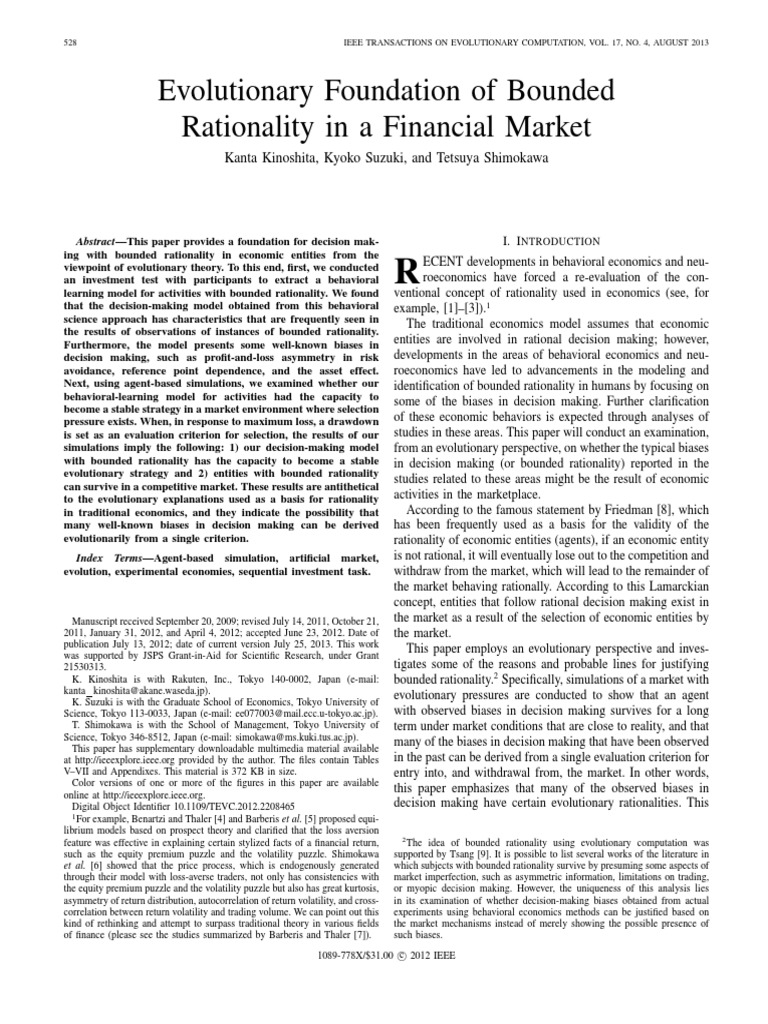 Evolutionary Theory in Financial Decision | PDF | Market (Economics ...