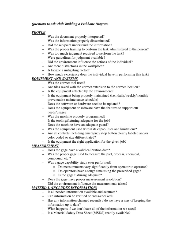 Fishbone Questions PDF