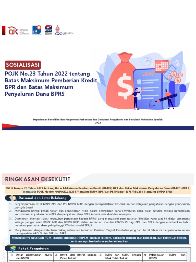 POJK 23/2022: Batas Maksimum Kredit BPR | PDF