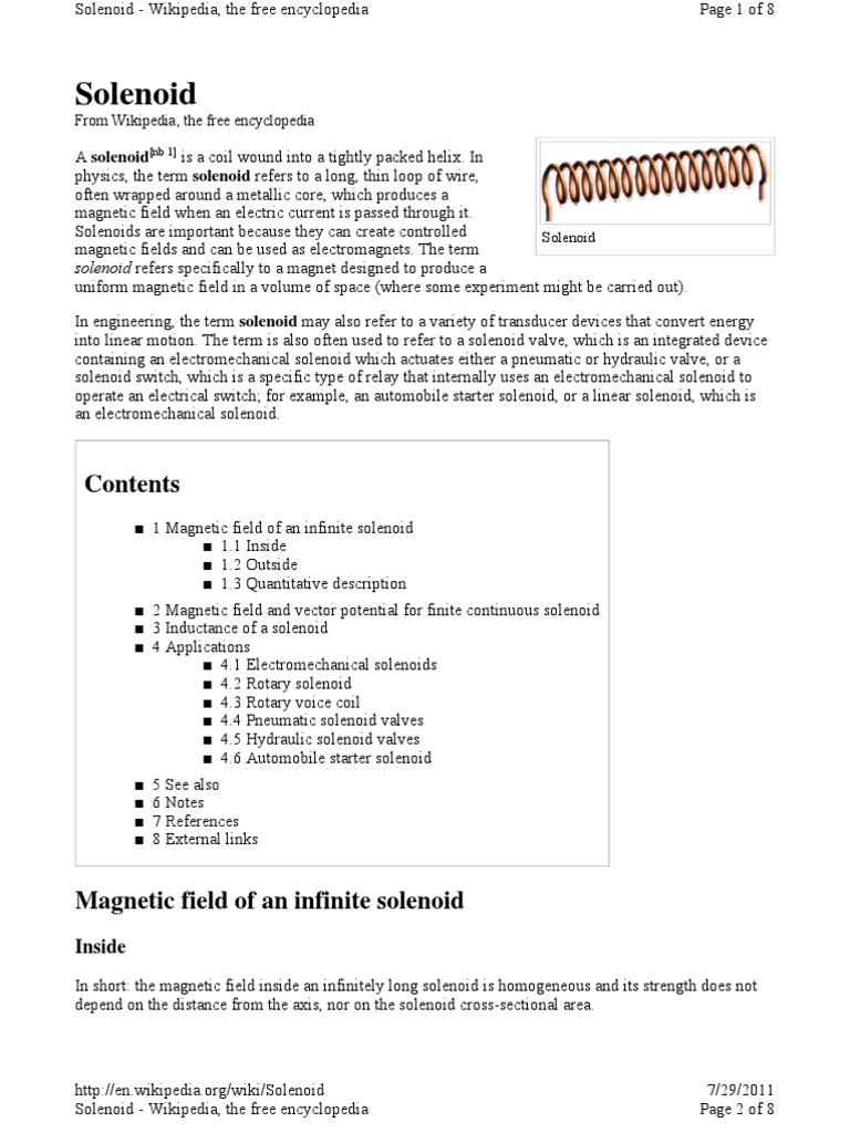 Solenoid | PDF | Inductance | Magnetic Field