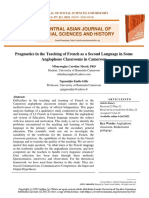 Pragmatics in The Teaching of French As A Second Language in Some Anglophone Classrooms in Cameroon