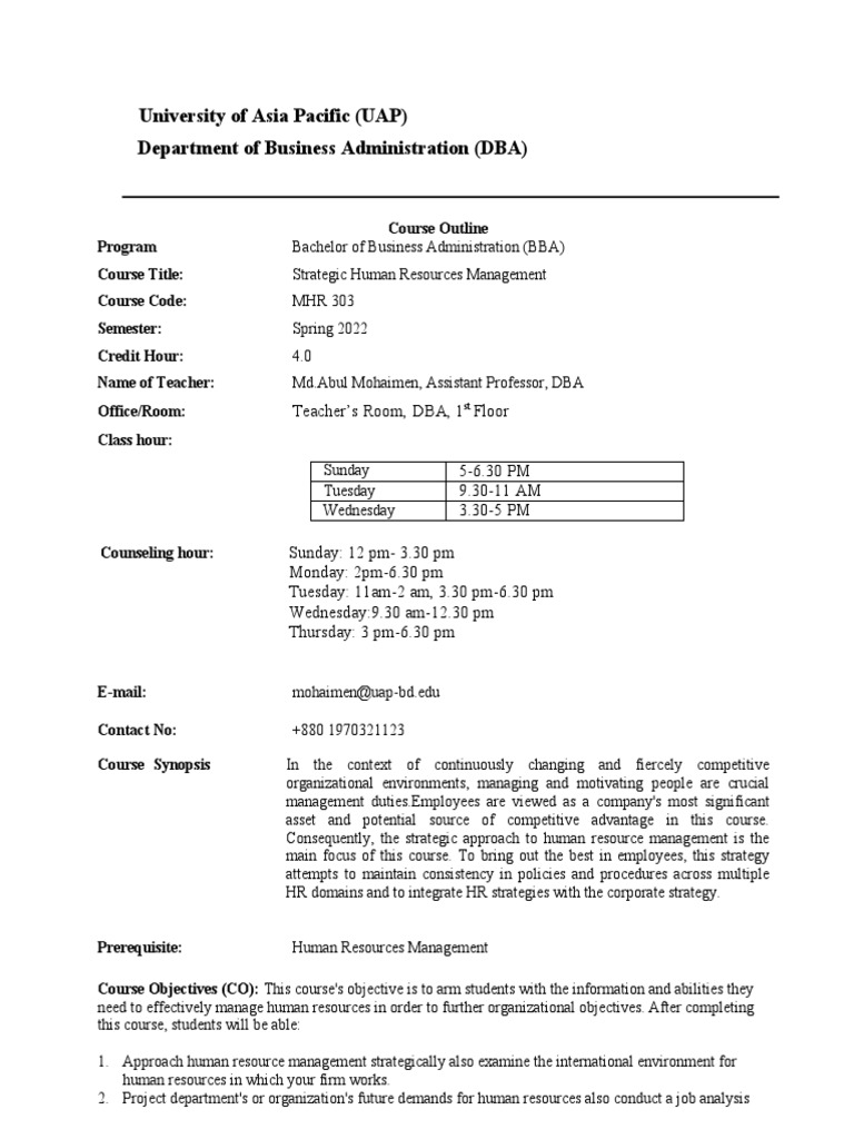 course-plan-strategic-hr-pdf-human-resource-management-business
