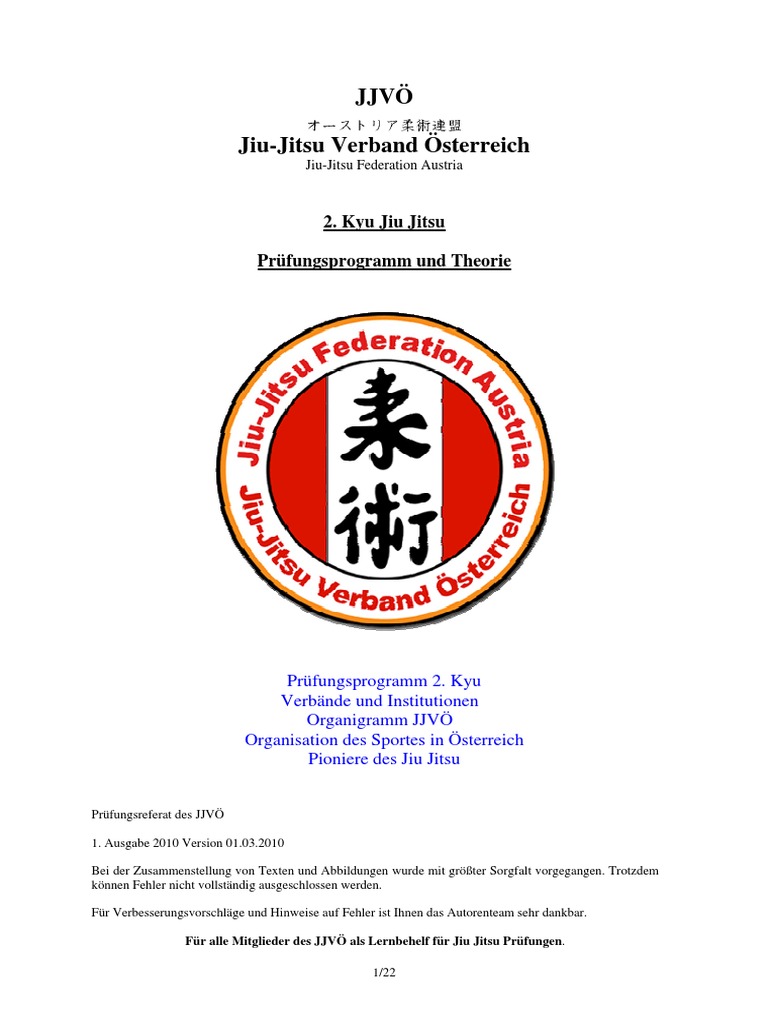 JJVÖ Jiu-Jitsu Verband Österreich - Jiu-Jitsu Abteilung (PDFDrive) | PDF