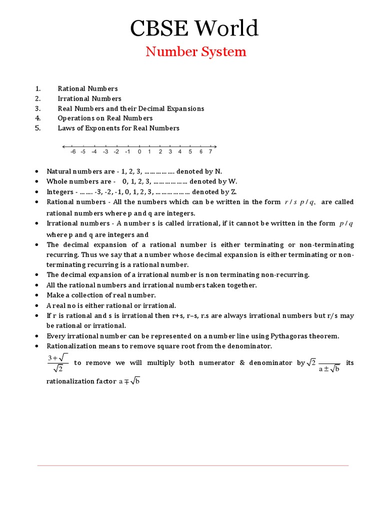 number system chart with examples
