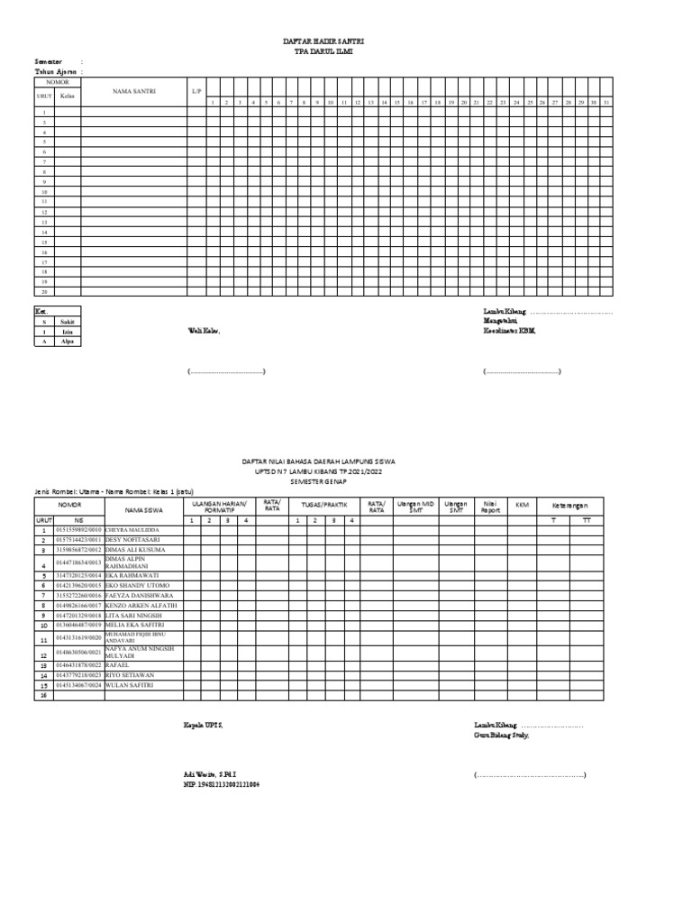 Format Absen Mengaji | PDF