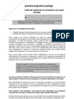 Programme Populaire Partagé: S'affranchir Du Traité de Lisbonne Et Construire Une Autre Europe