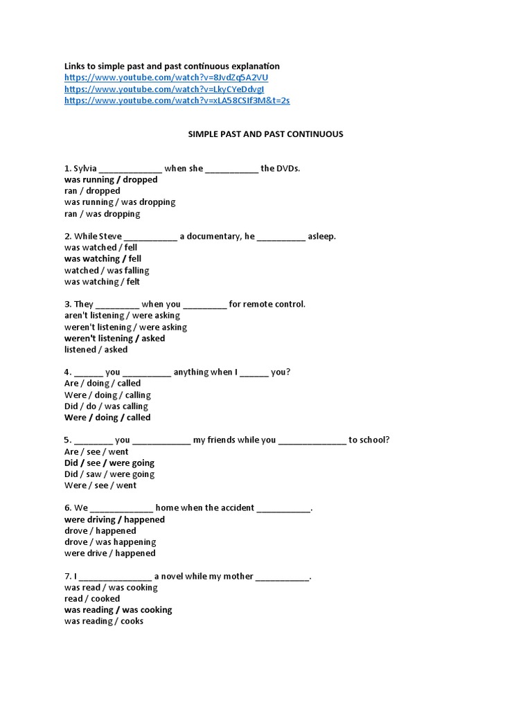 Simple Past and Past Continuous | PDF
