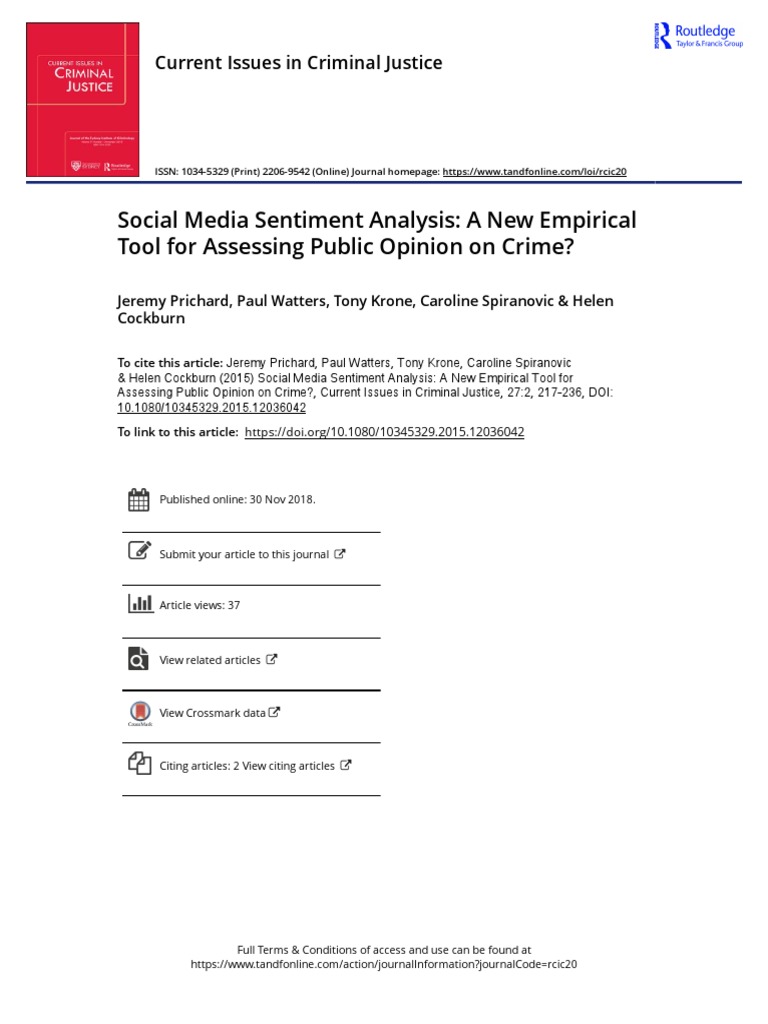 Social Media Sentiment Analysis in Crime | PDF | Survey Methodology ...