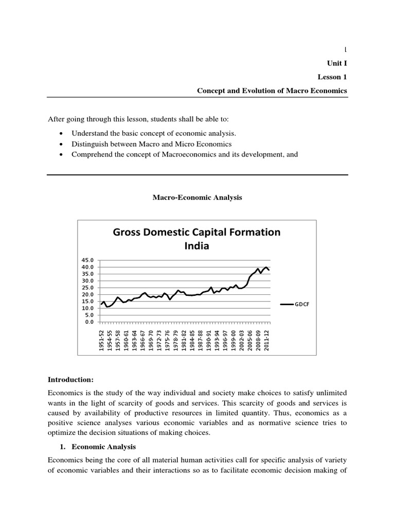 Unit I Lesson 1 PDF Macroeconomics Economics