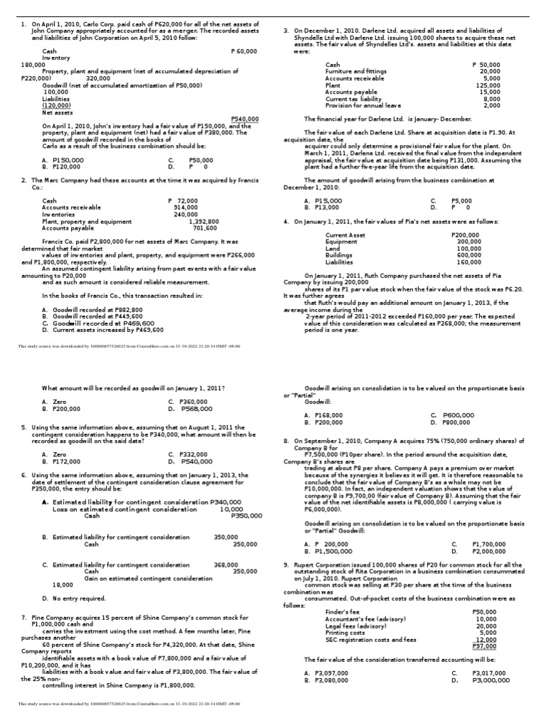Business Combination | PDF | Goodwill (Accounting) | Equity (Finance)